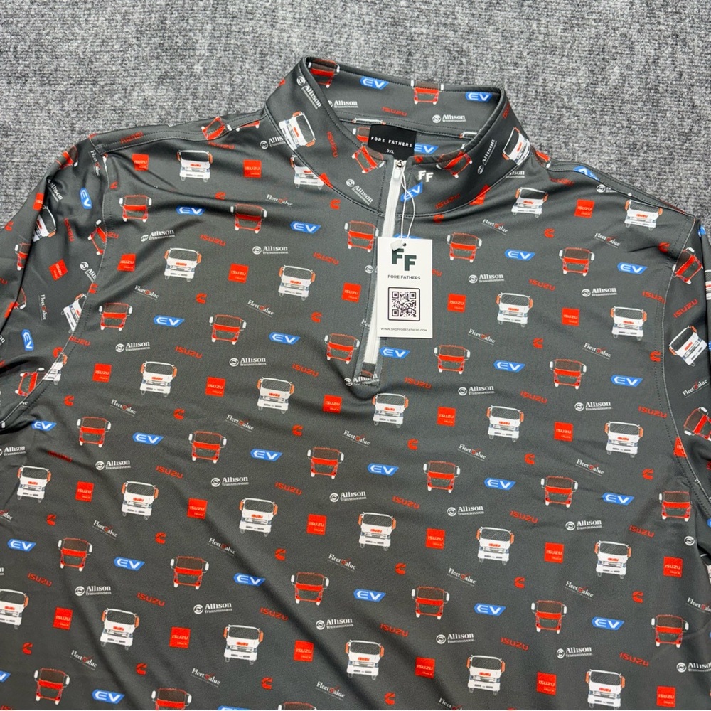 Fore Fathers 1/4 Zip Pullover Mens 3XL XXXL Gray ISUZU AOP Golf Stretch NWT
